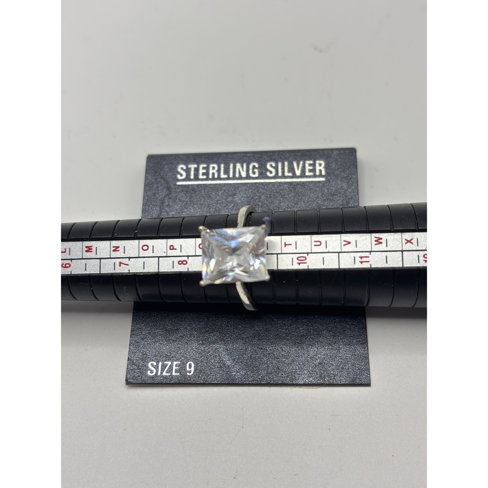Unbranded Solitaire Ring Womens 9 Silver Sterling 925 Princess Cut CZ Statement